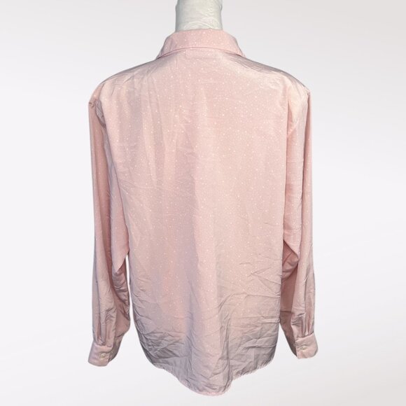 Vintage Decouvé Long Sleeve Button Down Shirt Pink Polka Dot Size 8 - Picture 5 of 10